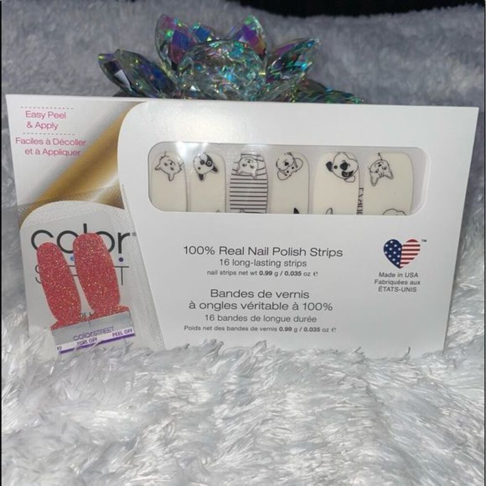 Color Street, “Friends Furever” transparent nail Art of cats and dogs. Clear